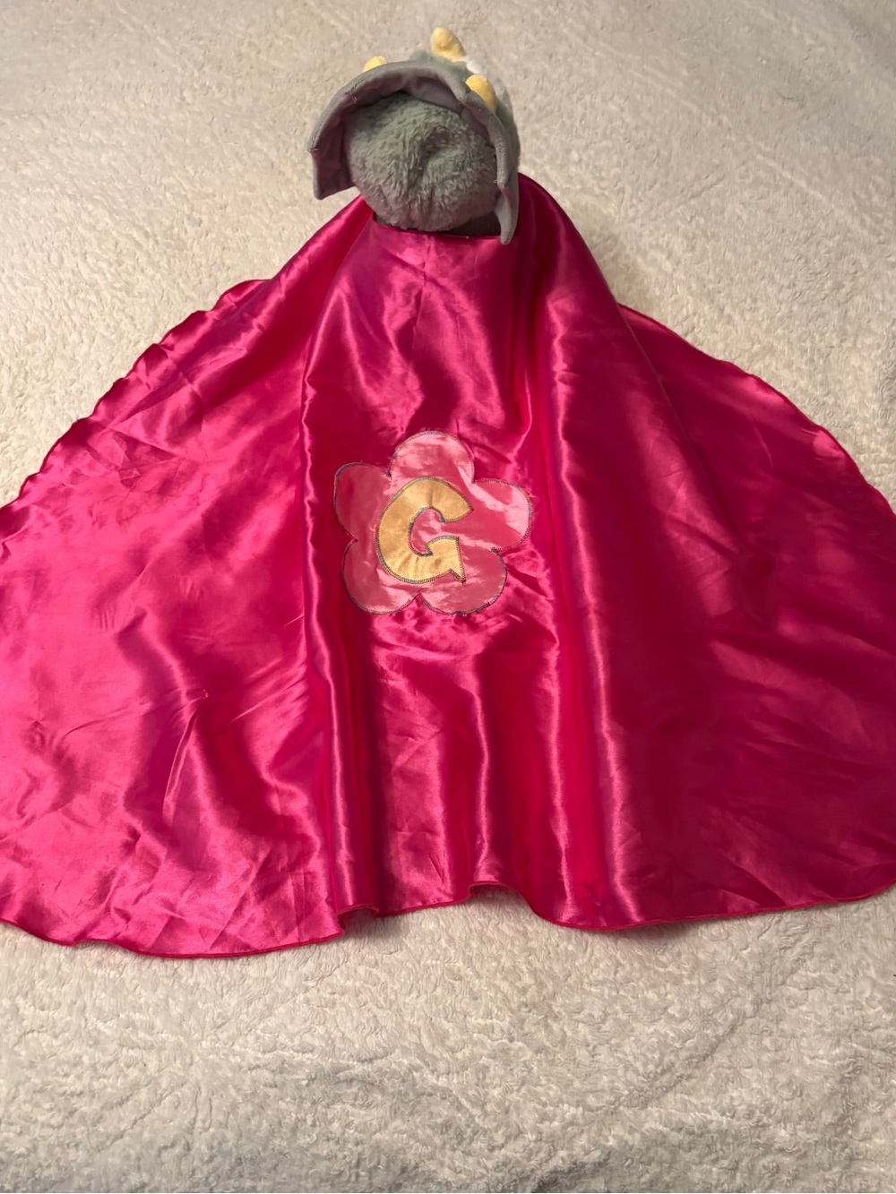 Super Girls' Shiny Hot Pink Satin Capewith Appliqué